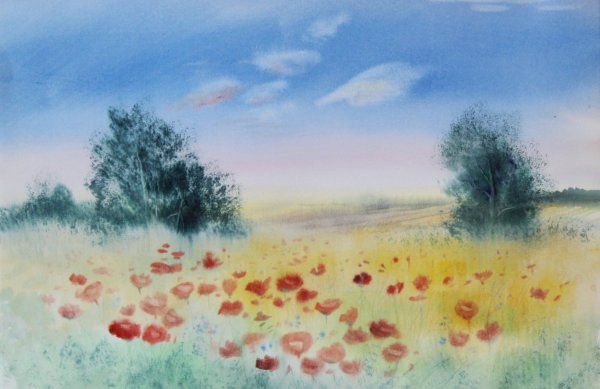 Поле акварелью