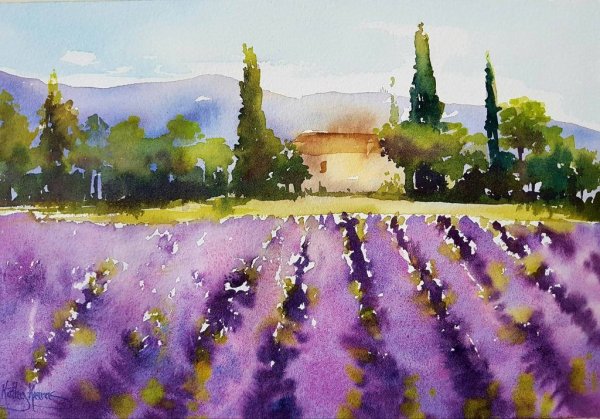 Пейзаж акварелью