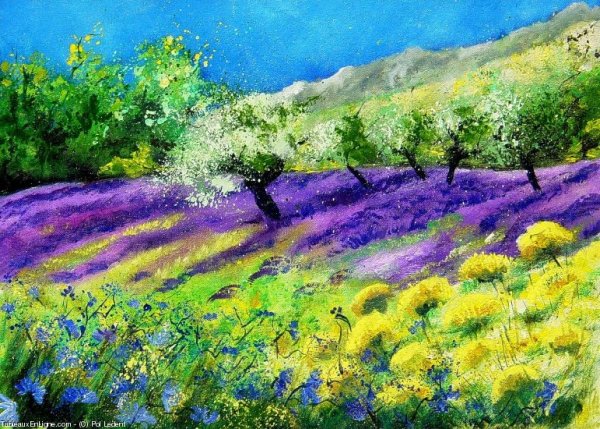 Цветочное поле пастелью