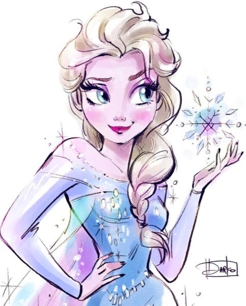 Эльза Холодное сердце акварель