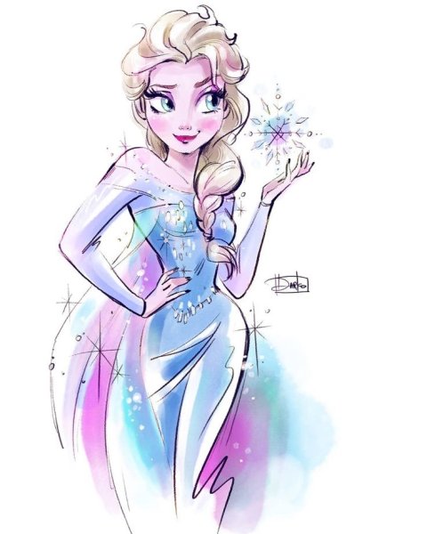 Рисунки принцесс Диснея Эльза