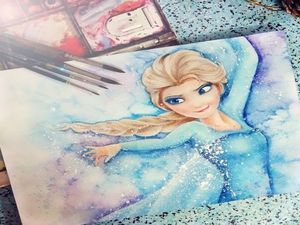 Эльза скетч акварель