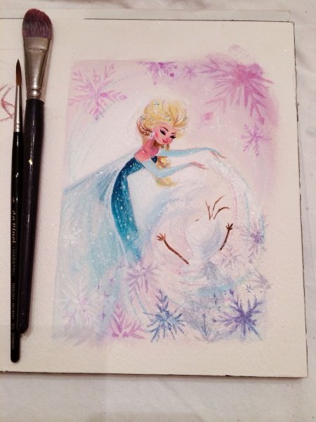 Холодное сердце акварель