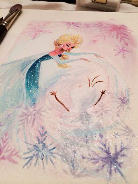 Рисование Холодное сердце акварель