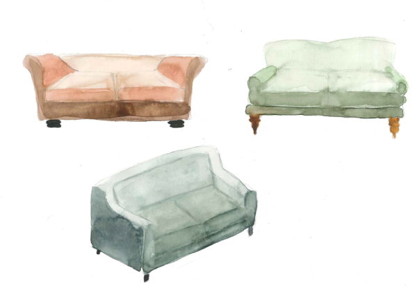 Диван акварелью