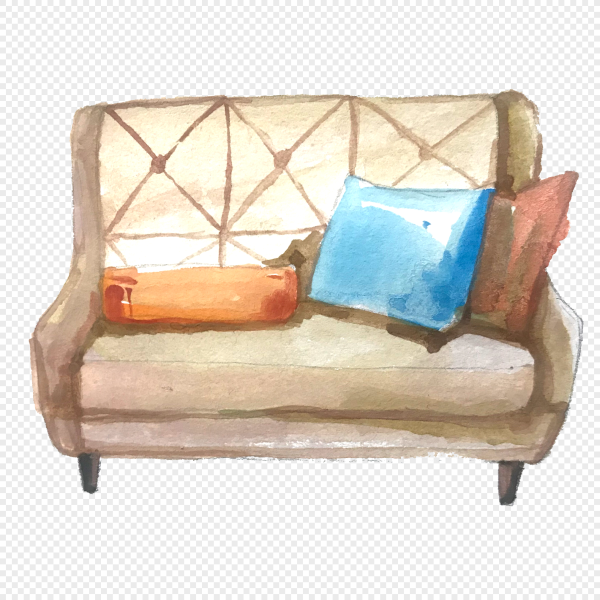 Диван иллюстрация акварель