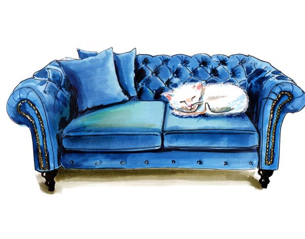 Диван акварелью