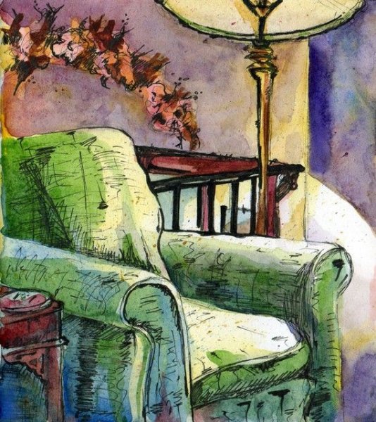 Интерьер акварелью для начинающих
