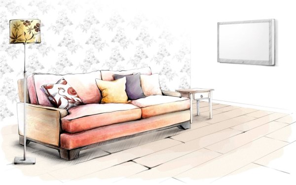 Диван в угловой перспективе