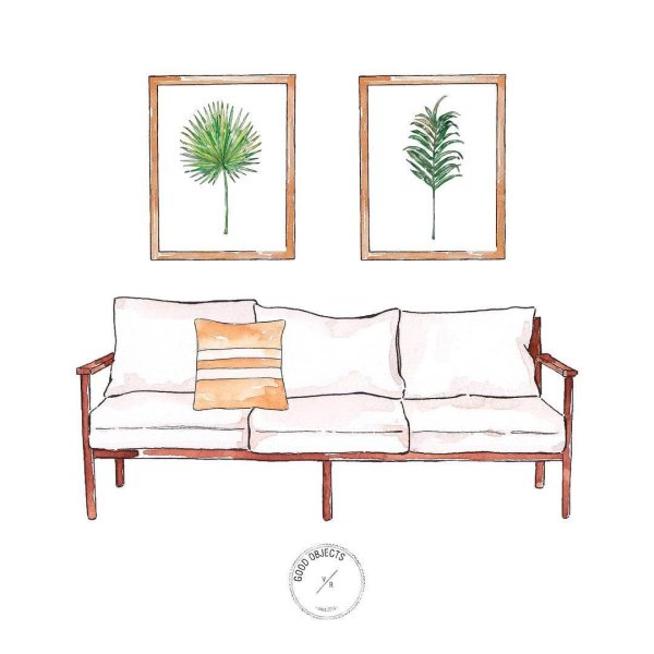 Мебель рисунок акварелью