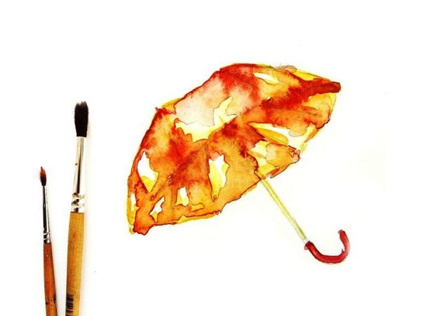 Рисуем зонтики акварелью