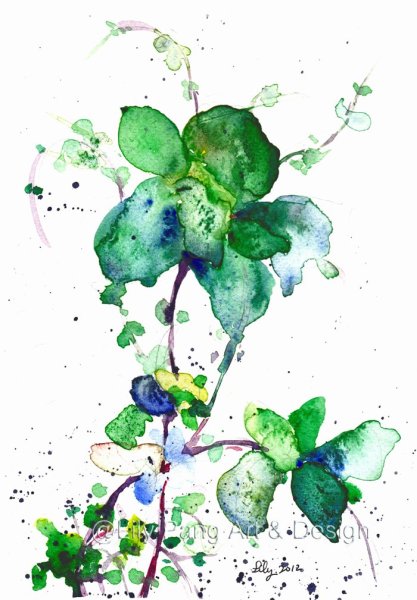 Мята зарисовка в акварели