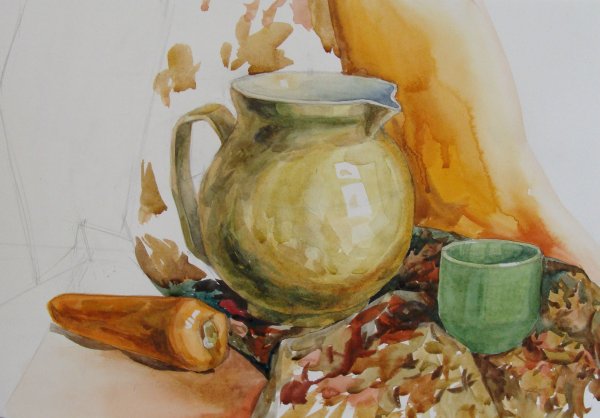 Натюрморт акварелью лессировка Академическая живопись