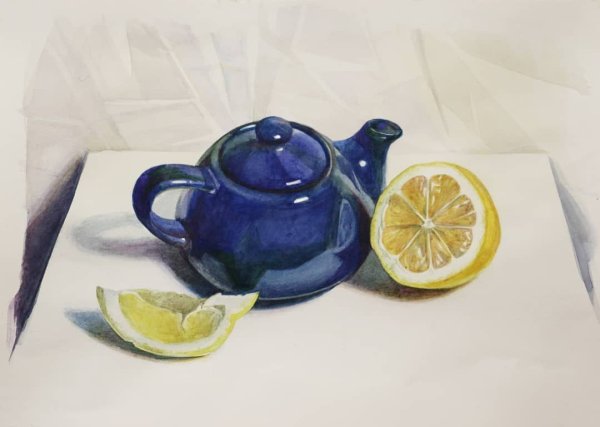 Этюд чайника акварелью