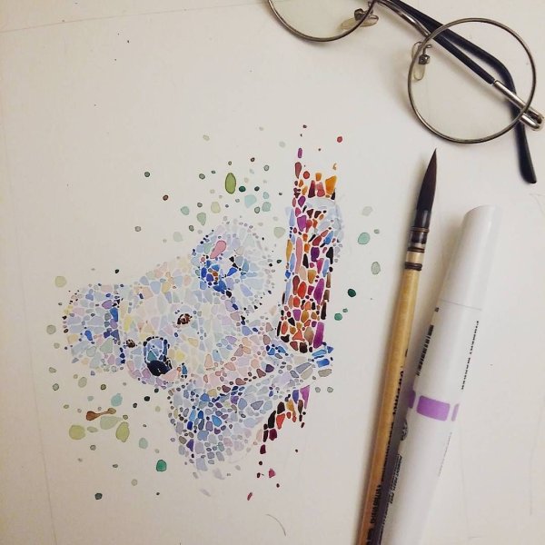 Рисование точками акварель