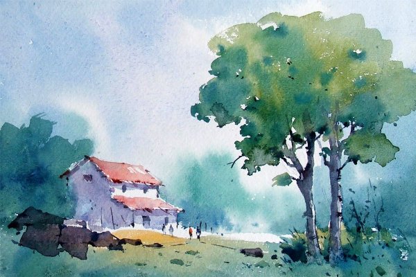 Пейзажные этюды акварелью