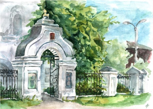Пленэр акварель монастырь