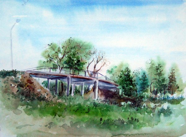 Этюды пейзажей пленэр акварель