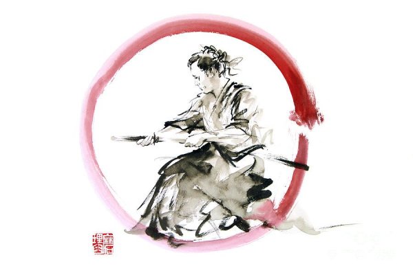 Самурай акварель