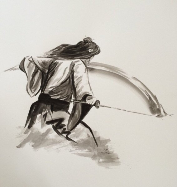 Самурай акварель