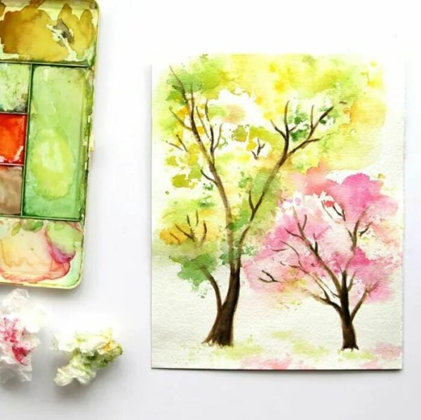 Рисунки акварелью лёгкие