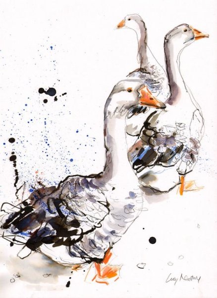 Утки акварелью живопись