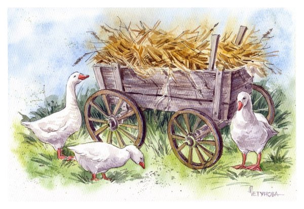 Утенок гуашью