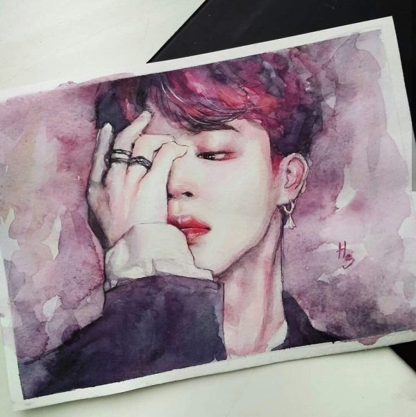 Чимин БТС акварелью