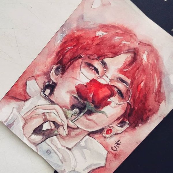 Пак Чимин Фанарт акварелью