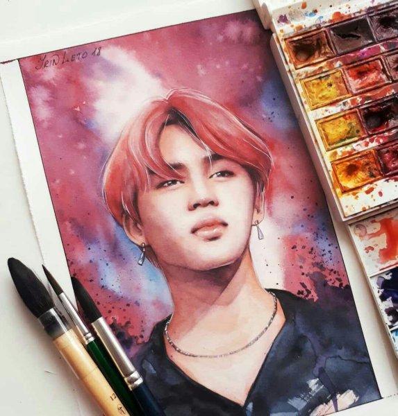 Чимин из БТС акварель