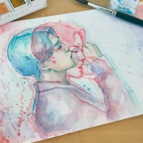 Чимин арт акварель