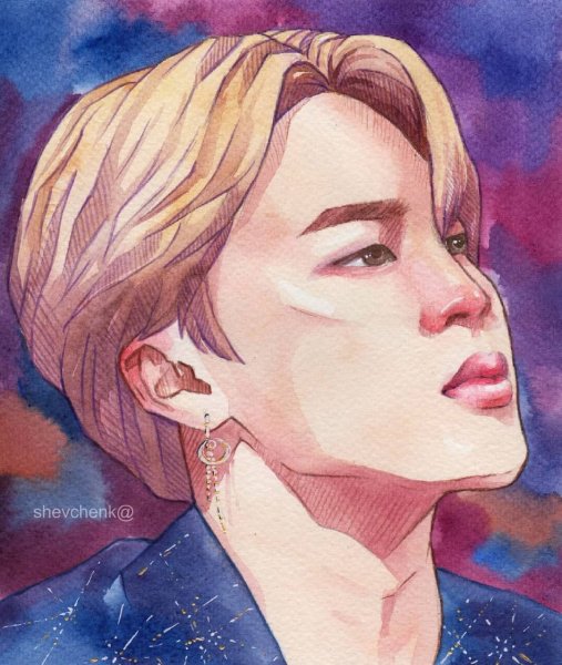 Чимин БТС акварелью