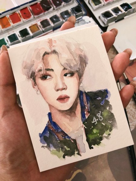 Портрет БТС акварельными