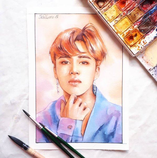 Чимин БТС акварелью