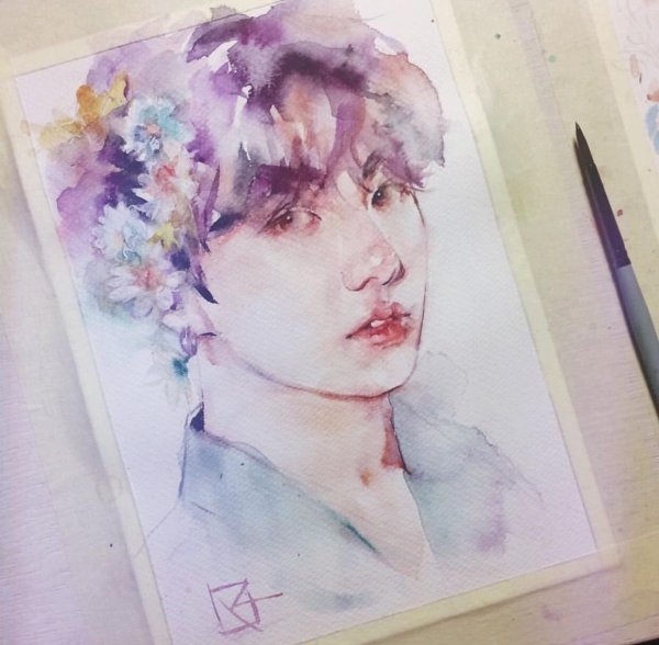 Пак Чимин портрет акварелью