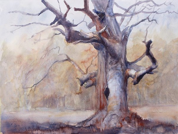 Ствол дерева живопись