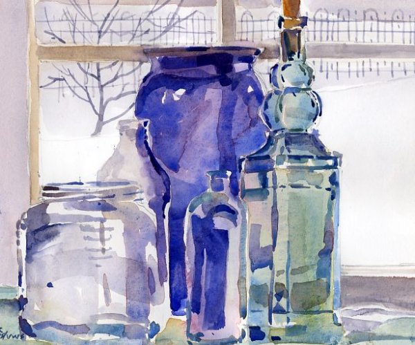 Гризайль с бутылкой