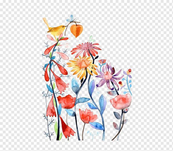 Стилизованные цветы акварелью