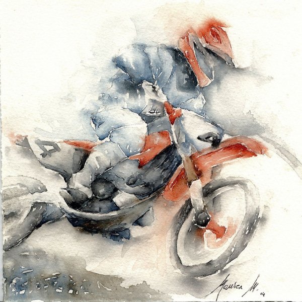 Мотоцикл акварель