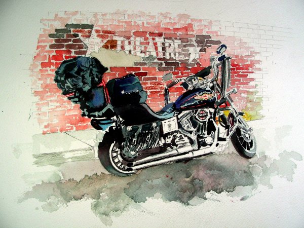 Мотоцикл акварель