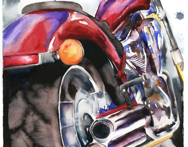 Мотоцикл акварель