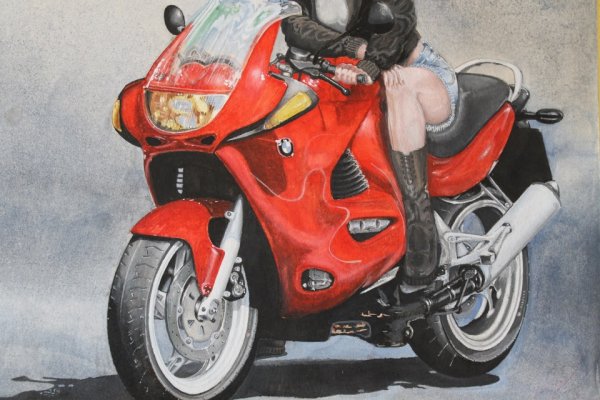 Харлей мотоцикл акварель