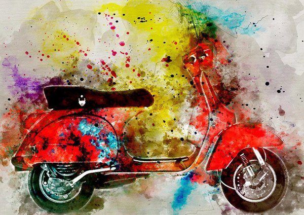 Мотоциклист акварель