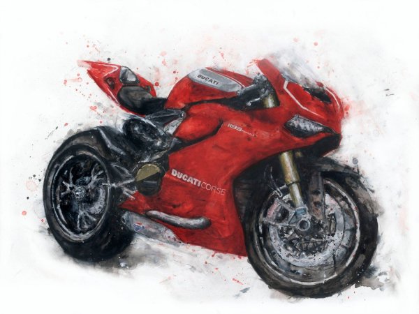 Мотоцикл акварелью иллюстрация