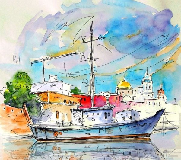 Морской пейзаж маркерами