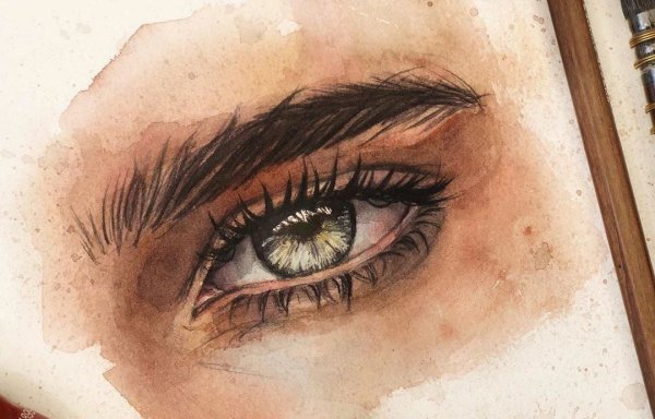 Заплаканные глаза акварелью