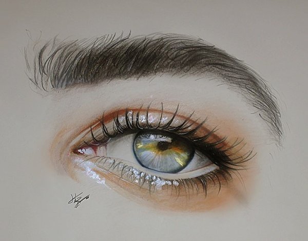 Нарисовать брови цветными карандашами