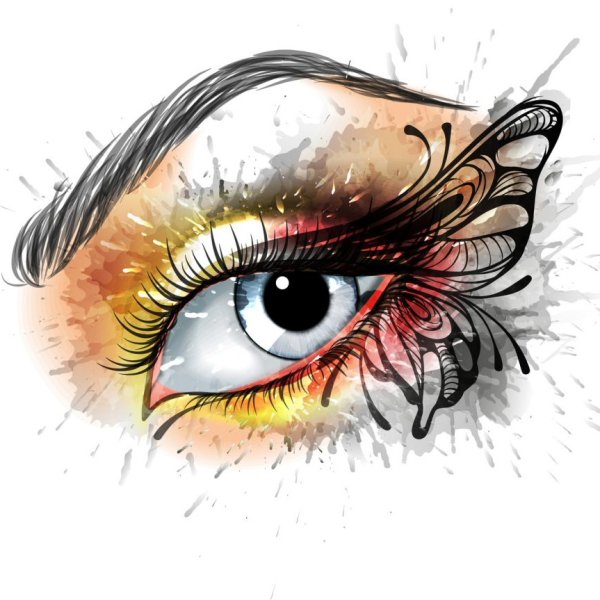 Глаз с ресницами и бабочками