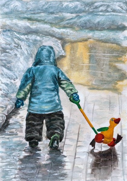 Лужа акварелью