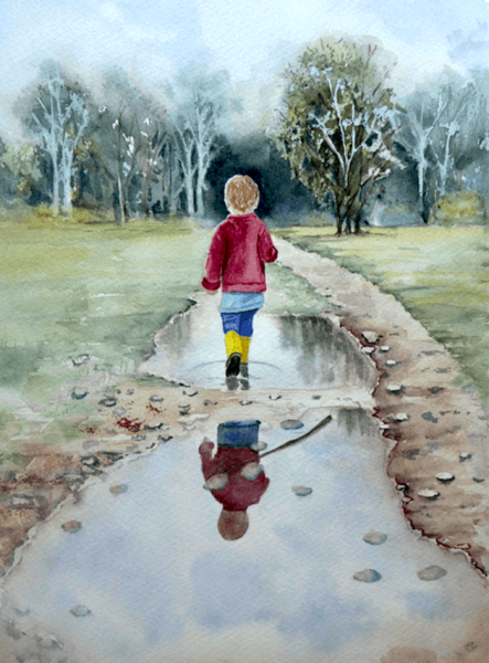 Лужа акварелью